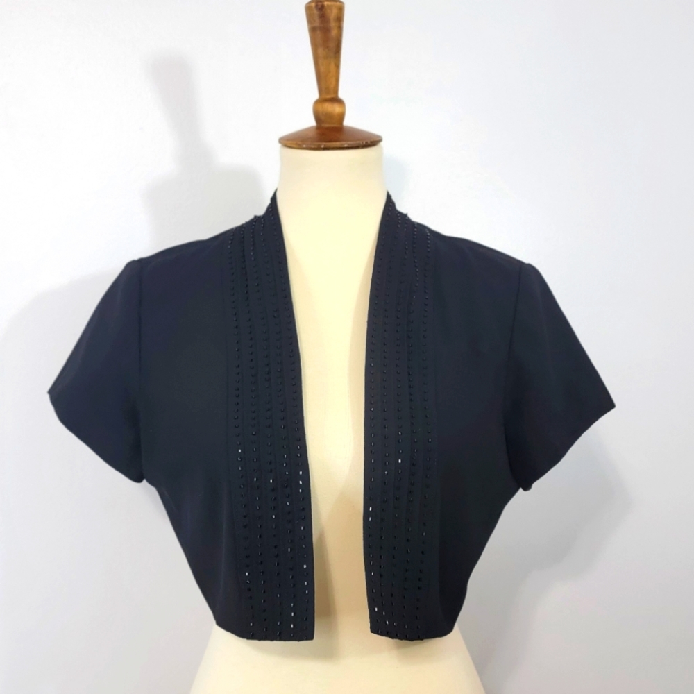 Vintage Black Beaded Evening Formal Dress Jacket